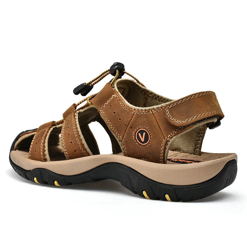 Sandália Masculina de Couro Antiderrapante - Adventure