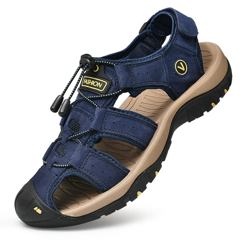 Sandália Masculina de Couro Antiderrapante - Adventure