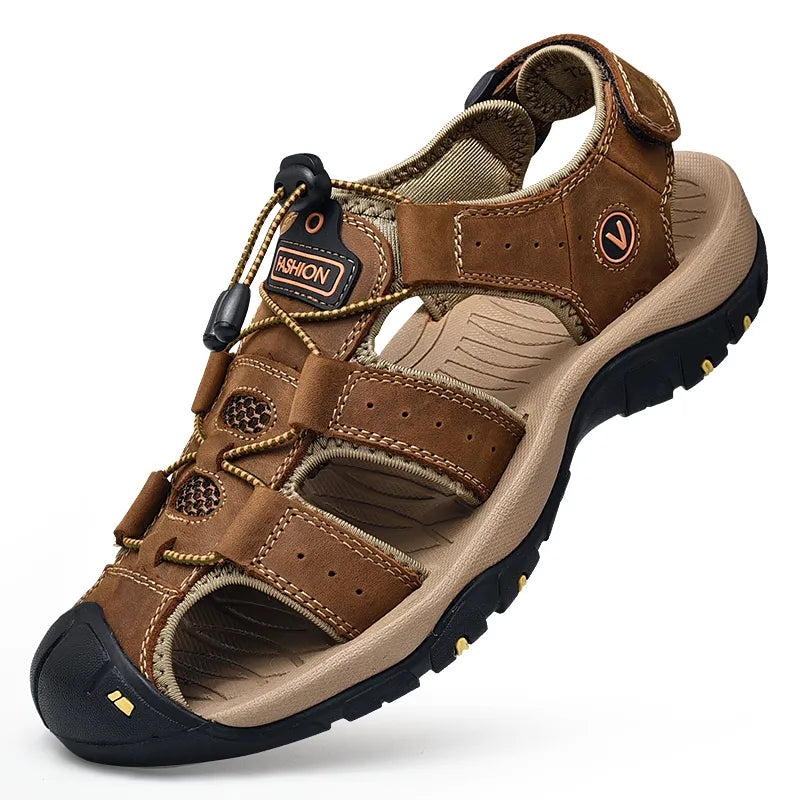 Sandália Masculina de Couro Antiderrapante - Adventure