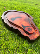 Tábua de corte em peroba rosa. Canaleta resinada