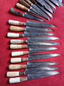 Facas churrasco e cozinha em aço arado bruta com osso e madeira.